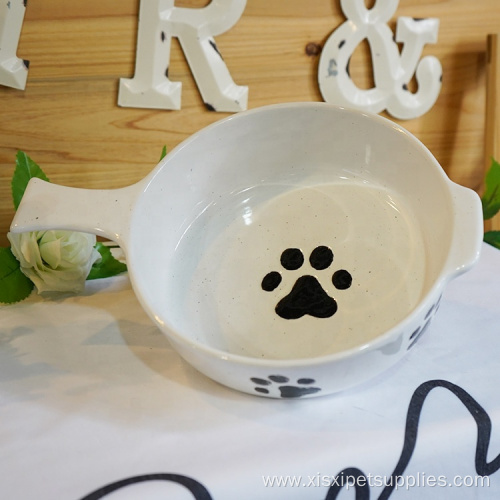 Lovely Fashion Pet Ceramic Dog Bowl with Handle